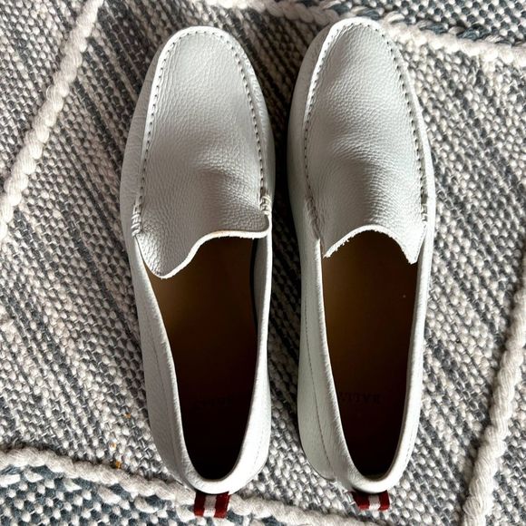 Bally White Leather Loafers